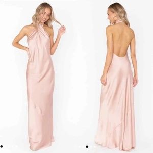 Jasmine Halter Maxi Dress rose gold